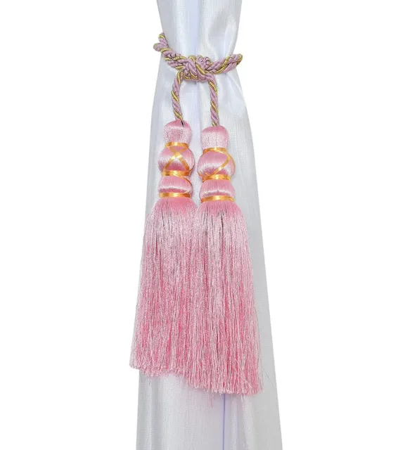Beautiful Tassel Rope Curtain Holders TieBacks for Home decor Light Pink Set of6
