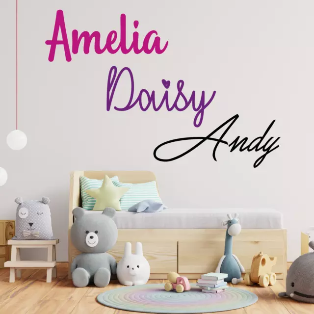 Personalised Large Name Vinyl Sticker Wall Decal Multiple Colours Bedroom