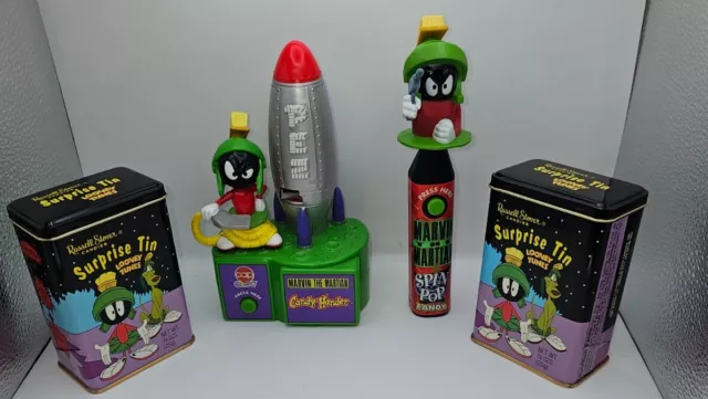 Vintage Marvin The Martian Pez Candy Hander Spin Pop & Surprise Tin