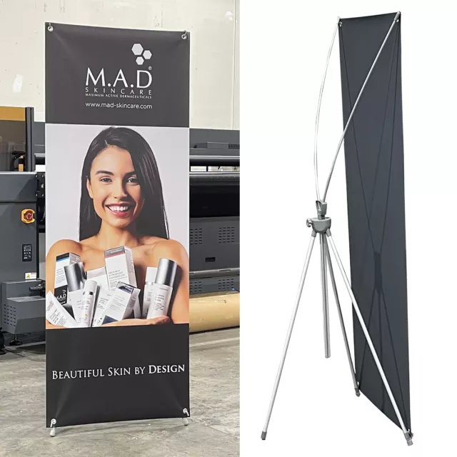 NEW and Premium Adjustable X Banner Stand Portable Oxford Bag 24"x63" to 30"x72"