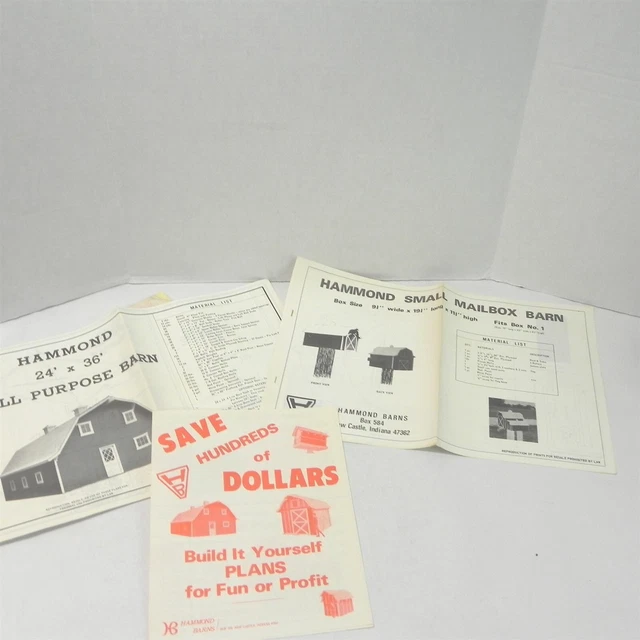 Vintage Hammond Barn Plans 24' X 36' Complete With Mailbox Plans Materials List