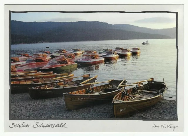 Schwarzwald Germany, Vintage Postcard, Black Forest, Boats at Schluchsee