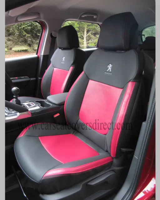 Peugeot 3008 sur Mesure Imperméable Look Cuir Rouge & Noir Voiture Siège Housses 2