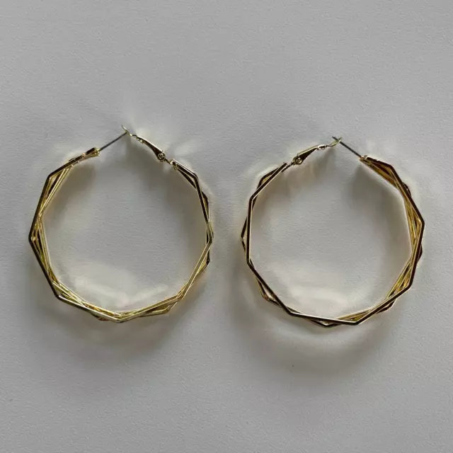 Ettika Earrings Womens Jewelry Gold Round Hoop Geo Revolve Layered Medium