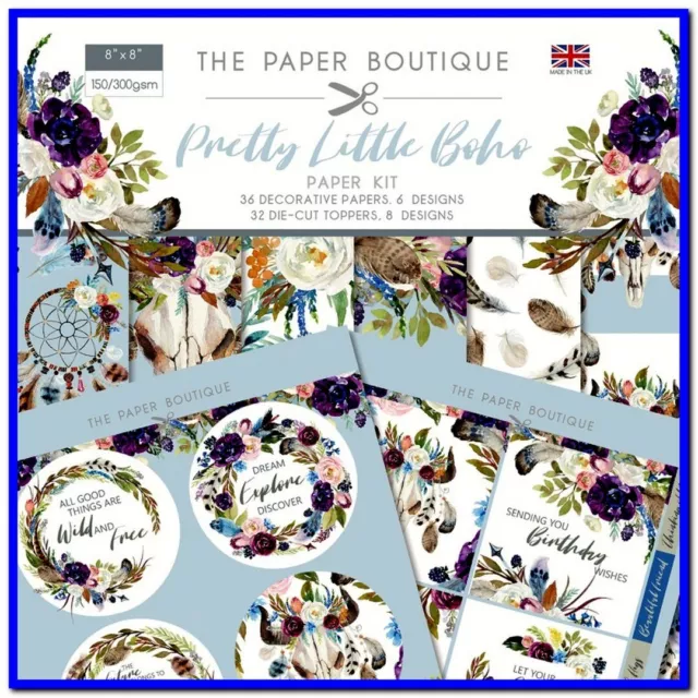 Paper Boutique Pretty Little Boho Paper Kit. 36 Papers And 32 Toppers 8X8