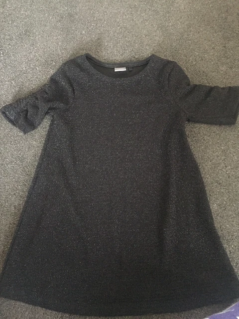 BNWOT Girls Next Black Silver Sparkle Party Jersey Dress 3 Years