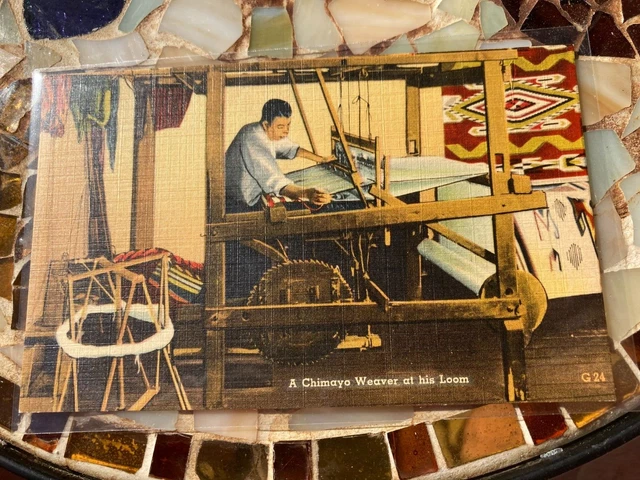 1951 Postmark Vintage Postcard A CHIMAYO WEAVER AT HIS LOOM, Photo by Frasher