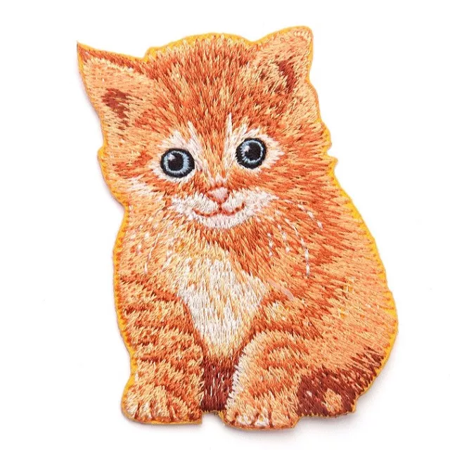 ÉCUSSON PATCH - Chat Beige Doré ** 5 x 7 cm ** Applique brodée thermocollante