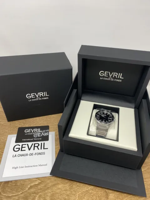Gevril Men's 48400B High Line Swiss Automatic Exhibition Case Back Watch