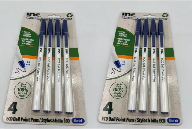 ECO-Friendly Black Ballpoint Pens, 1.0mm, 4/Pack, 2/Pack - Ideal for Office