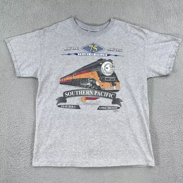 Southern Pacific Daylight Shirt Mens Large Gray 75 Years Trains Railroad Lima