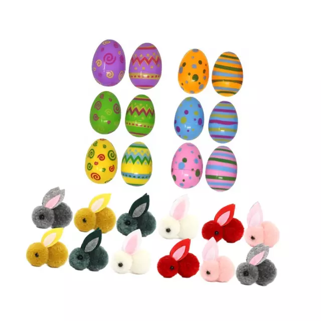Filled Easter Eggs Easter Basket Stuffers with Colorful Plush Bunnies Gift Box