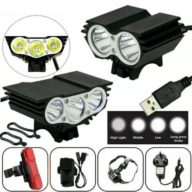 20000LM 3*T6 LED USB Fahrradlampe Fahrradlicht Scheinwerfer Headlicht Rücklicht