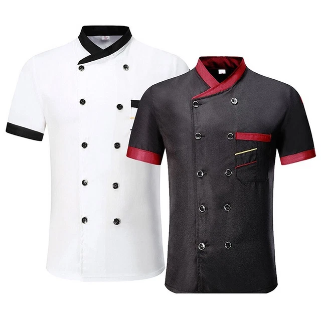 Chef Coat Jacket Men/Women Kitchen Short Sleeve Cooking Restaurant Work-Uniform