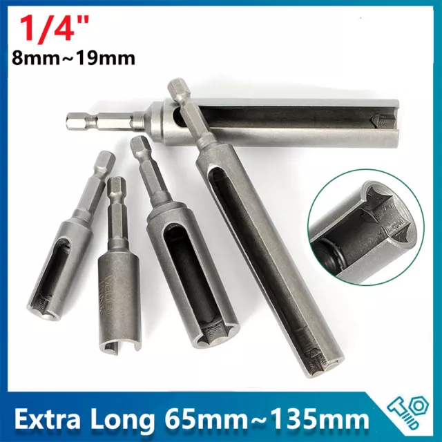 8mm-19mm Hex Deep Opening Socket Nut Driver Bit Slot Socket Impact Power Drill