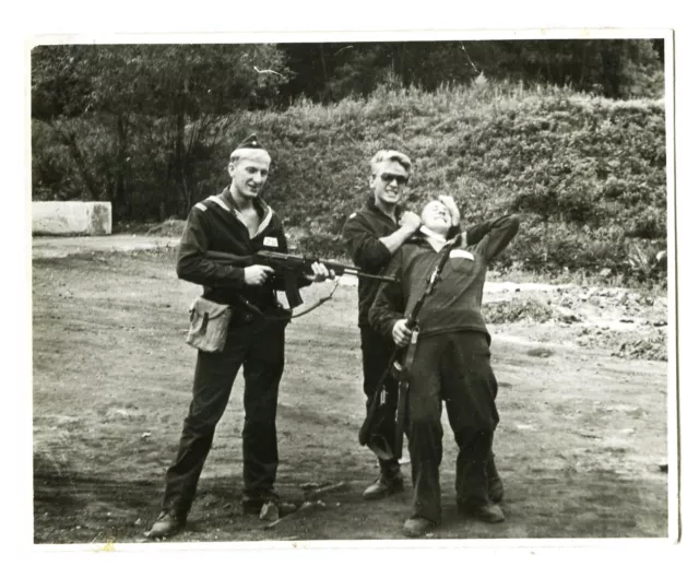 Execution men Navy rifle knife fun strange weird unusual odd  ussr vintage photo