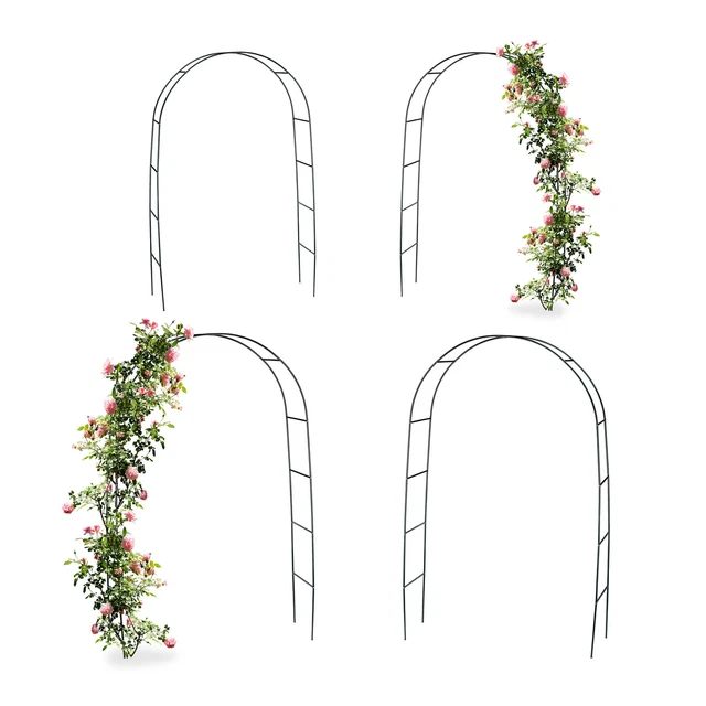 Relaxdays Tuteur à Rosiers Pyramide 200cm - Arche Jardin Métal Vert Pour Plantes Grimpantes
