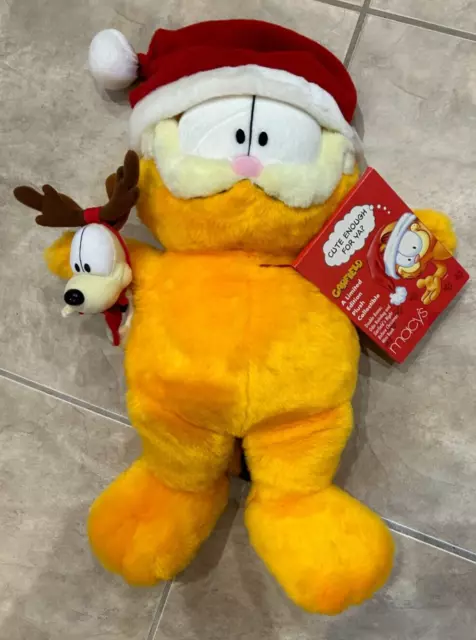 Garfield Cat & Odie Plush 25 Year Limited Edition Christmas Santa NEW w/ Book