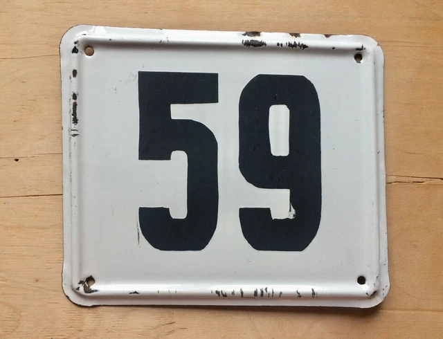 Numéro de maison en émail blanc / noir n ° 49