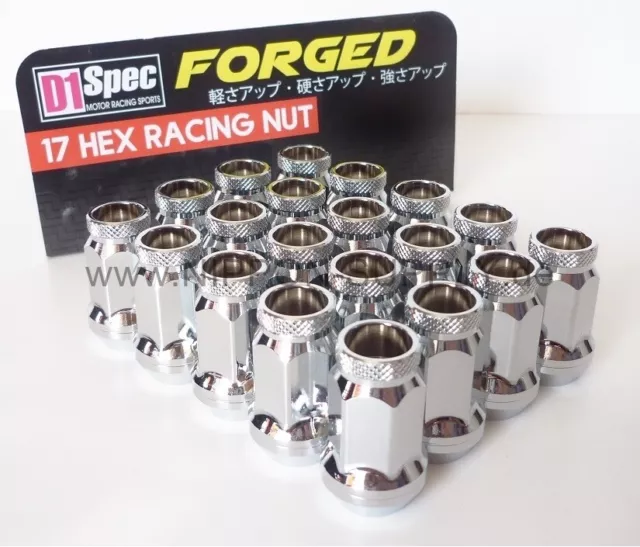 CHROM D1-Spec 37mm Stahl Radmuttern M12 x 1.25 Lug Nuts für Subaru Nissan