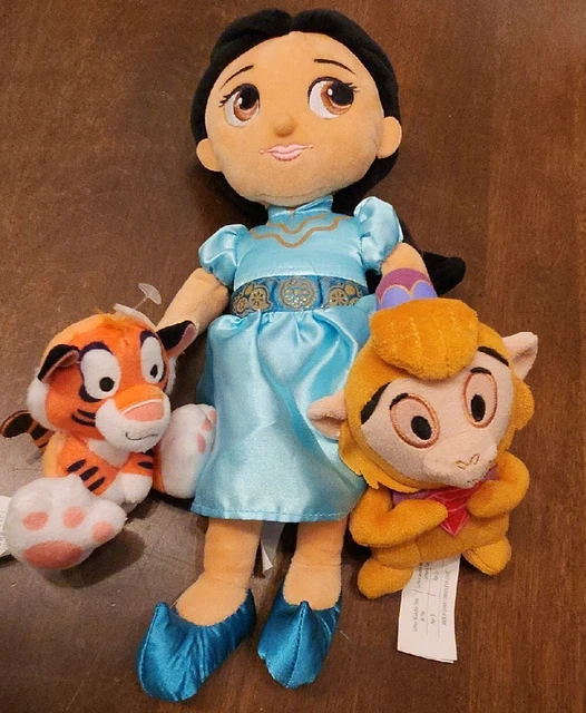 DISNEY STORE JASMINE Animator Toddler Aladdin baby Plush Doll + Abu