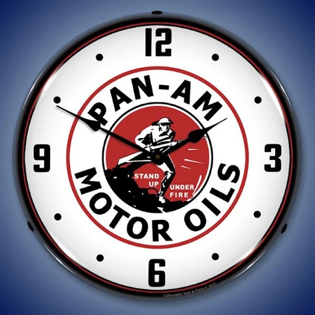 PAN AM MOTOR Oils Wall Clock, LED Lighted Gas / Oil Theme 164.95
