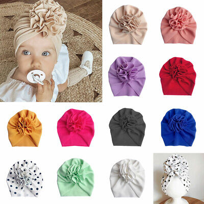 Newborn Baby Girl Boy Flower Turban Toddler Cap Head Wrap Beanie Hat Headband