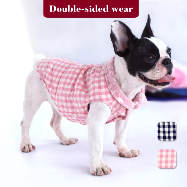 Cute Winter Clothes Small Medium Dogs Boy Girl Plaid Cotton Jacket Coat XS-2XL