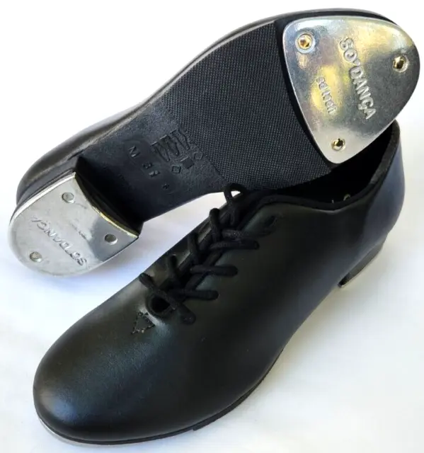 KIDS Tap Dance Shoes - So Danca - Black Lace Up Boys Girls Size M 3.5 s M3-1/2s