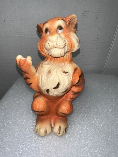 Vintage Advertising Tiger Bank Humble Oil Refining Co. Esso Coin Bank W/ Plug 9”