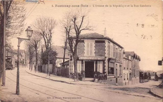 CPA 94 FONTENAY SOUS BOIS L'AVENUE DE LA REPUBLIQUE ET LA RUE GAMBETTA (cliché p