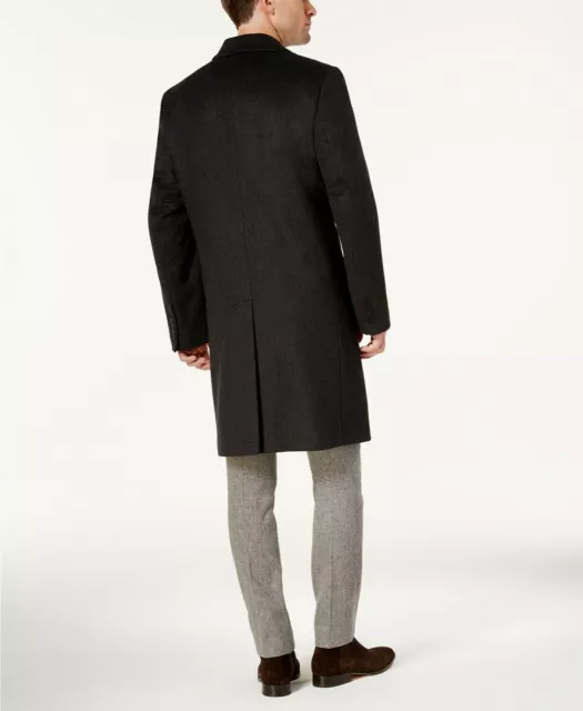 Michael Kors MENS Madison Luxury Modern-Fit Overcoat 42R Dark Heather Grey 2