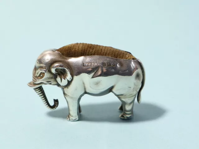 1905 Sterling Silver Miniature ELEPHANT Shaped Sewing Pin Cushion CS*FS