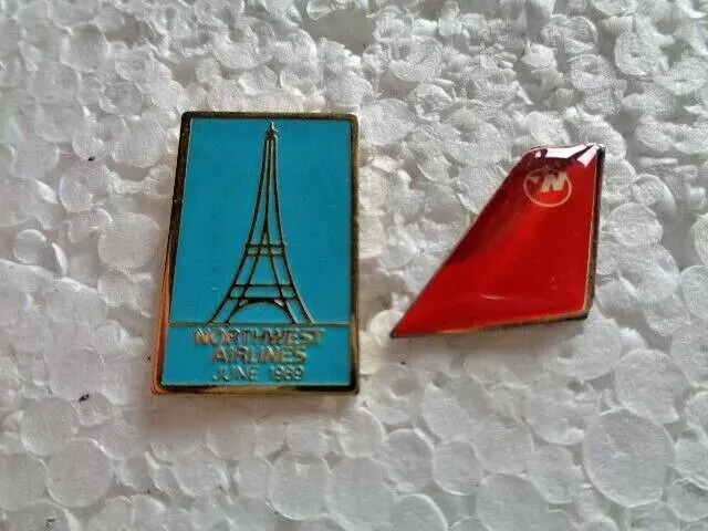Job lot of 2 Northwest Airlines US airline metal lapel pins