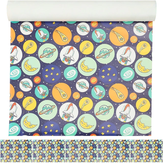 6 fogli carta regalo bambino rivestita carta regalo spaziale