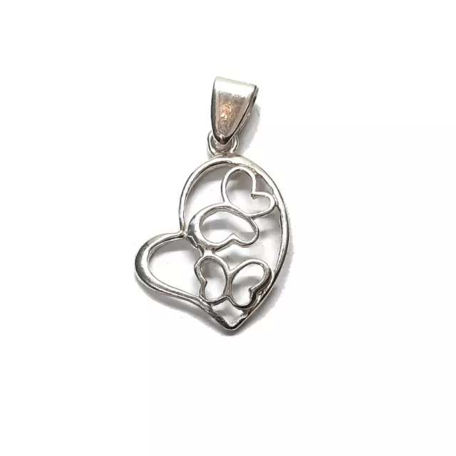 Sterling Silver Pendant Heart Solid Genuine Hallmarked 925 Handmade