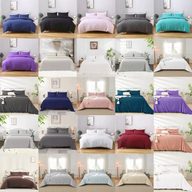 100% Cotton/Bamboo/Microfibre Quilt Cover Set Soft Luxury Q/K/Super King Bed AU