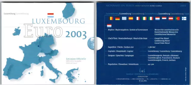 Luxembourg Official Course Set 2003 With Euro Coins Mint State (50465)