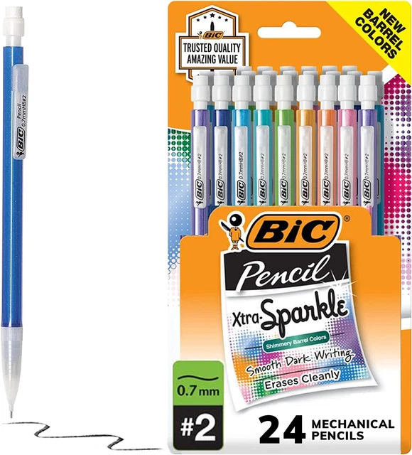 BIC Xtra-Sparkle Number 2 Mechanical Pencils with Erasers, Medium Point (0.7Mm)