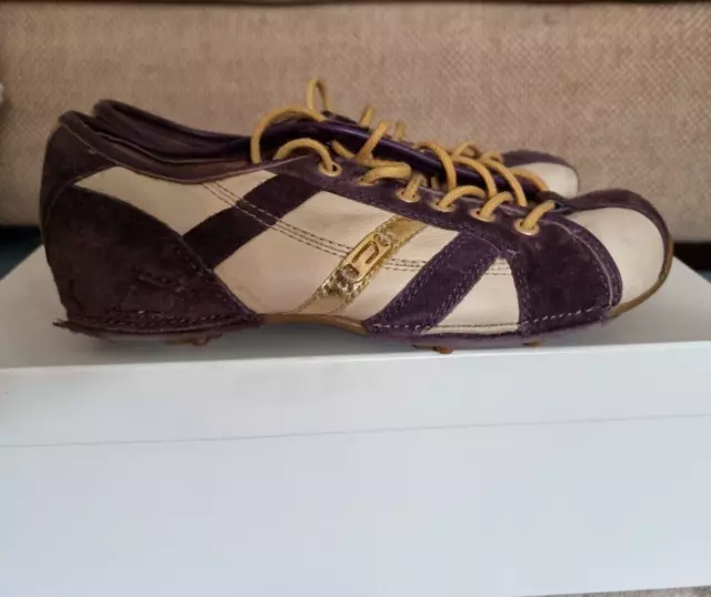 Diesel leather and suede with gold trim sneakers Size 36.5