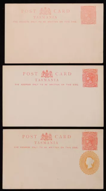TASMANIA 1894 4 different inc uprated, double reply card & exhibition.