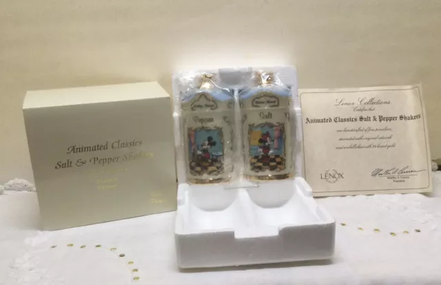 NIB Lenox Disney Animated Classics Mickey Mouse & Minnie Salt & Pepper Shakers