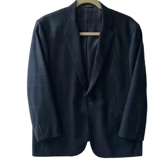 Brooks Brothers Men’s 48R 1818 Madison Navy Windowpane Plaid Blazer Jacket Coat