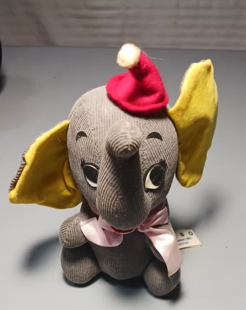 Vintage Dumbo Elephant Gray Corduroy Disney Made in Japan 1964