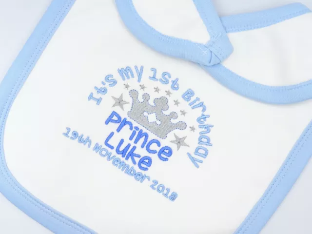 Personalised Embroidered BOYS ITS MY 1ST BIRTHDAY PRINCE BIB TSHIRT ADD NAME