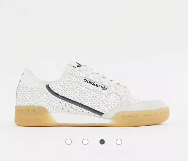 Adidas originals continental 80 trainers in white snakeskin with gum sole discount