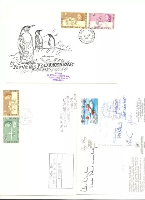AUSTRALIA BR. ANTARCTIC TERITORY 1965/84 3 x CV/CD -CARD SIGNED