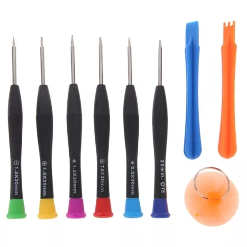 Kit Set 9 Pezzi Professionale Giraviti Torx T5 T6 Per Apple Iphone 4 5 6 Ventosa