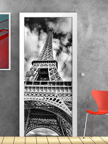 Decorazione adesiva Porta Torre Eiffel 3 sticker lavabile pvc varie misure