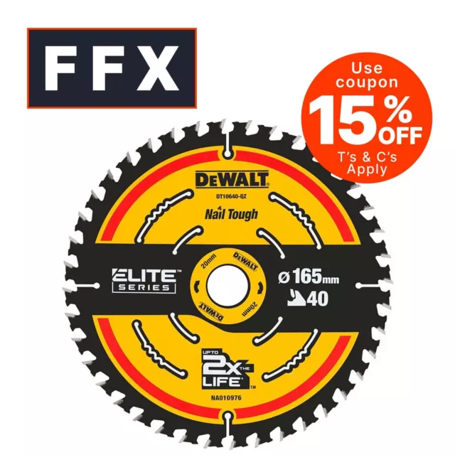 DeWalt DT10640 165mm 40T Elite Framing Circular Saw Blade DCS390 DCS391